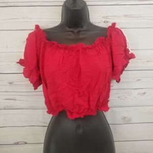 Heart Hips Red Short Sleeve Crop Top large